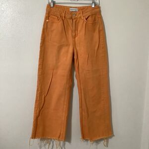 Primark Orange Ultra Wide Leg Funky Bohemian Colorful 100% Cotton Jeans Size 8